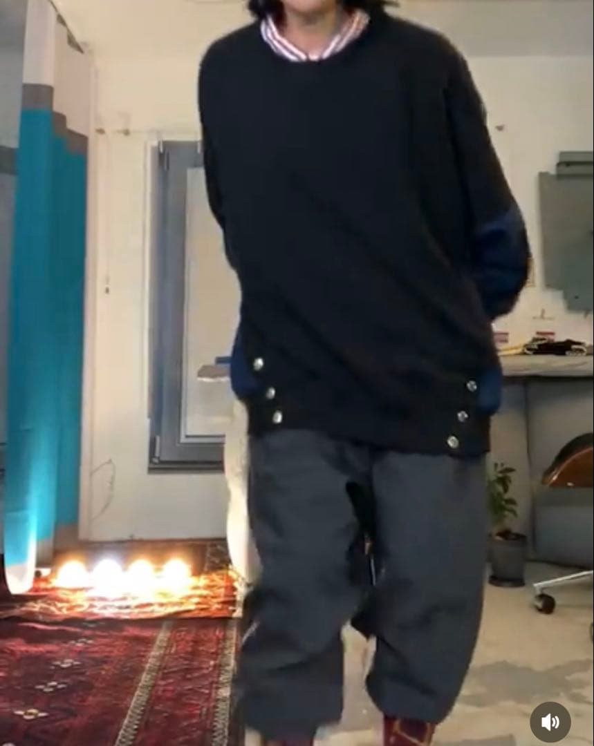 eriutsugi eワッペンスウェットトップ ブラック×ネイビー