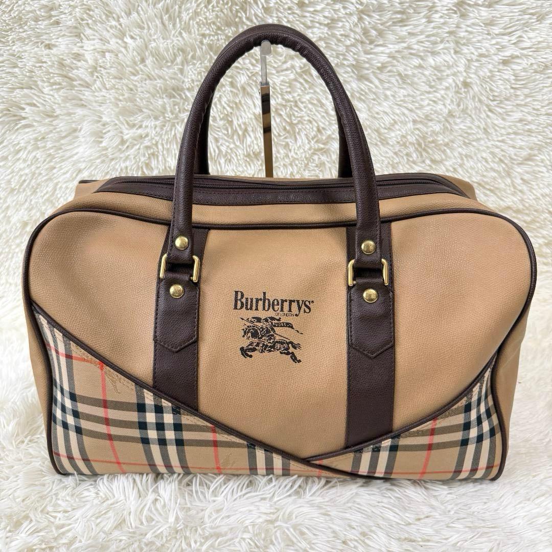 美品✨Burberry バーバリー ボストンバッグ ノバチェック ホースロゴ