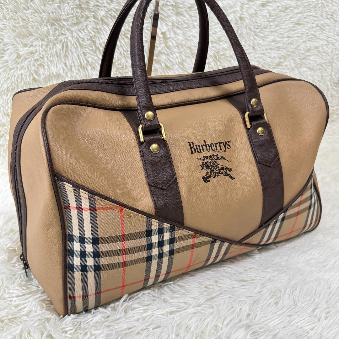 美品✨Burberry バーバリー ボストンバッグ ノバチェック ホースロゴ