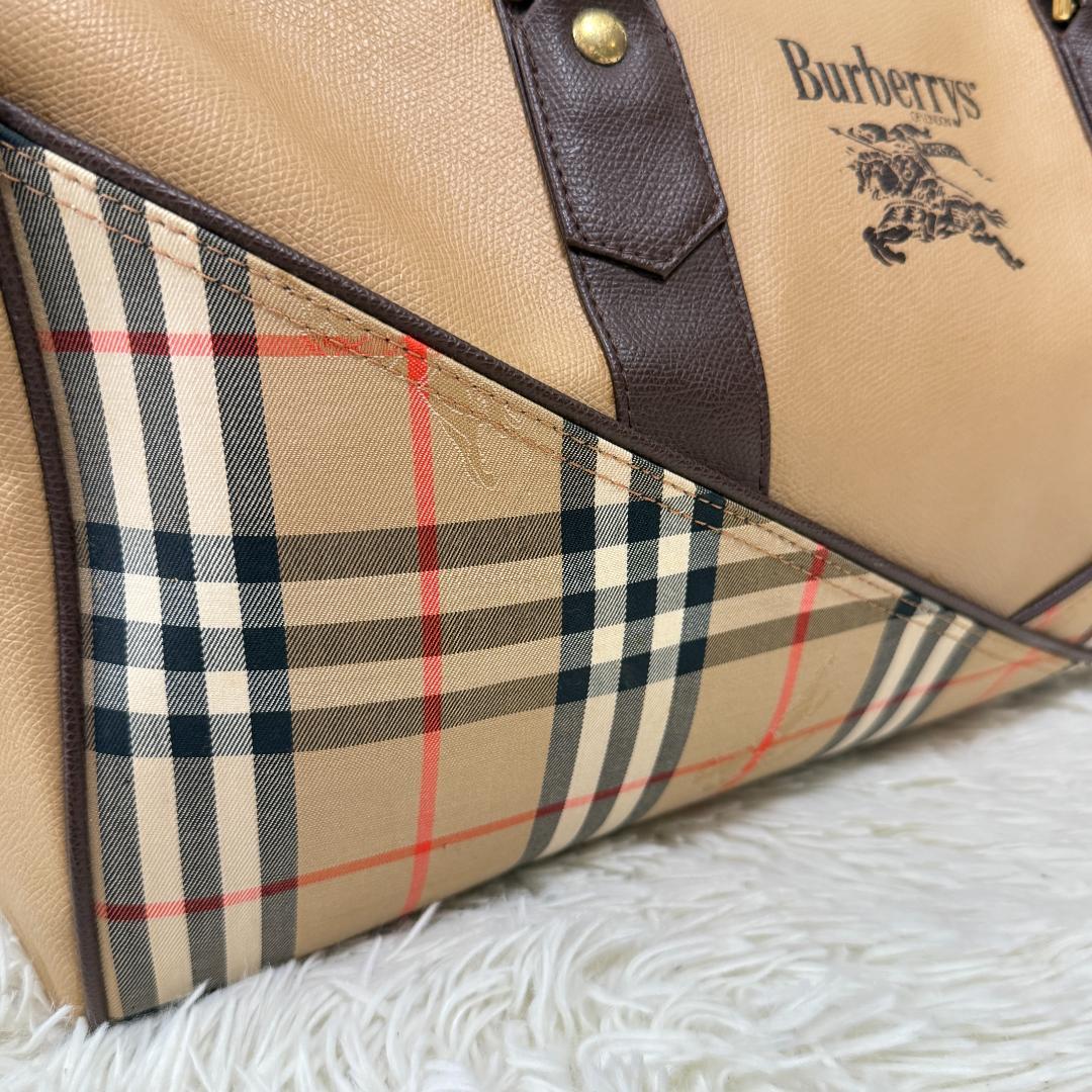 美品✨Burberry バーバリー ボストンバッグ ノバチェック ホースロゴ