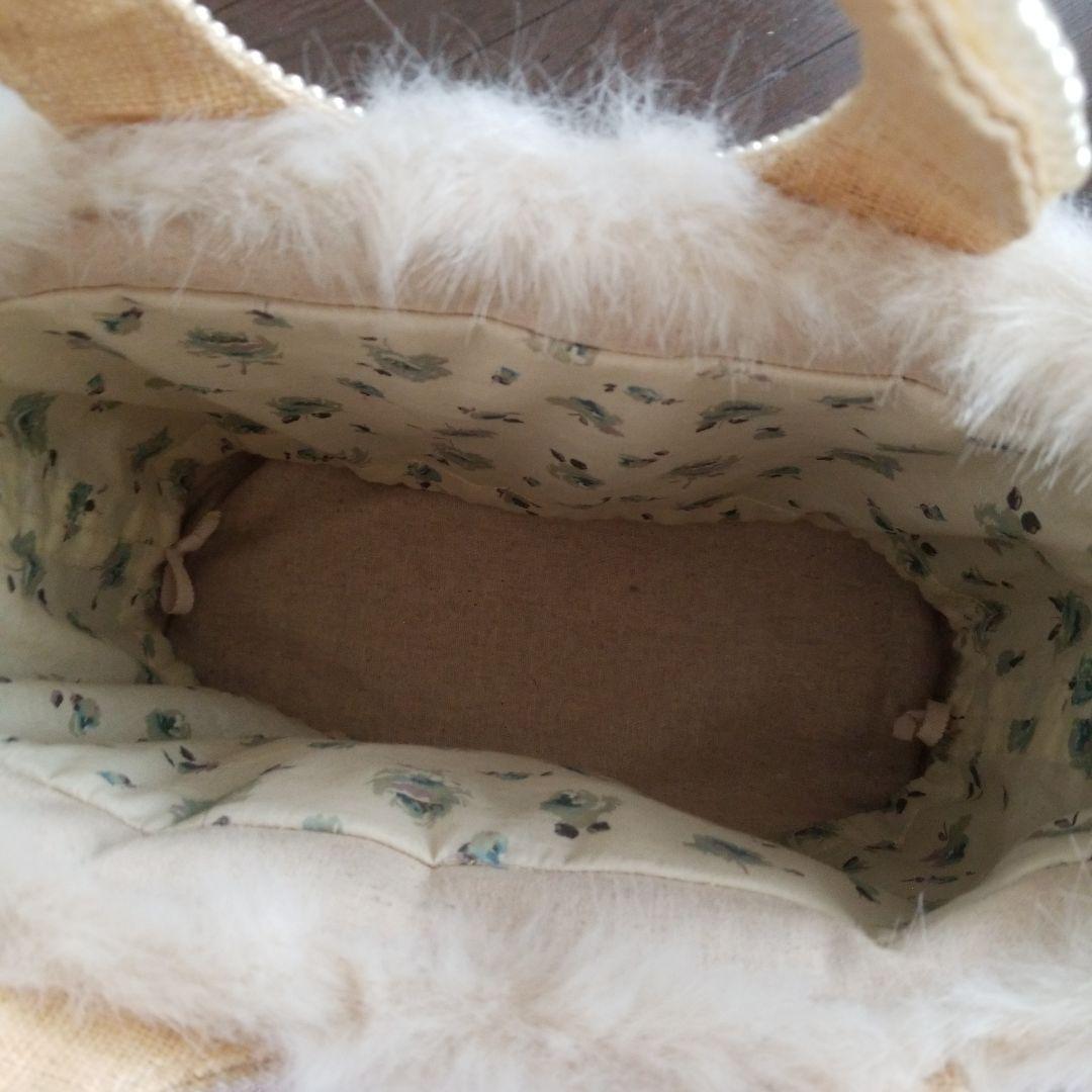 Anatelier♥アナトリエ　ファーバッグ　パールバッグ　大きめ　巾着付き