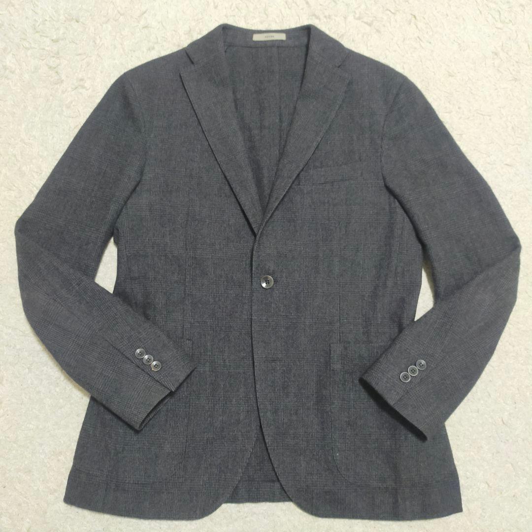 【美品】ボリオリBOGLIOLI・ジャケット・フランネル・ストレッチ・灰・XL