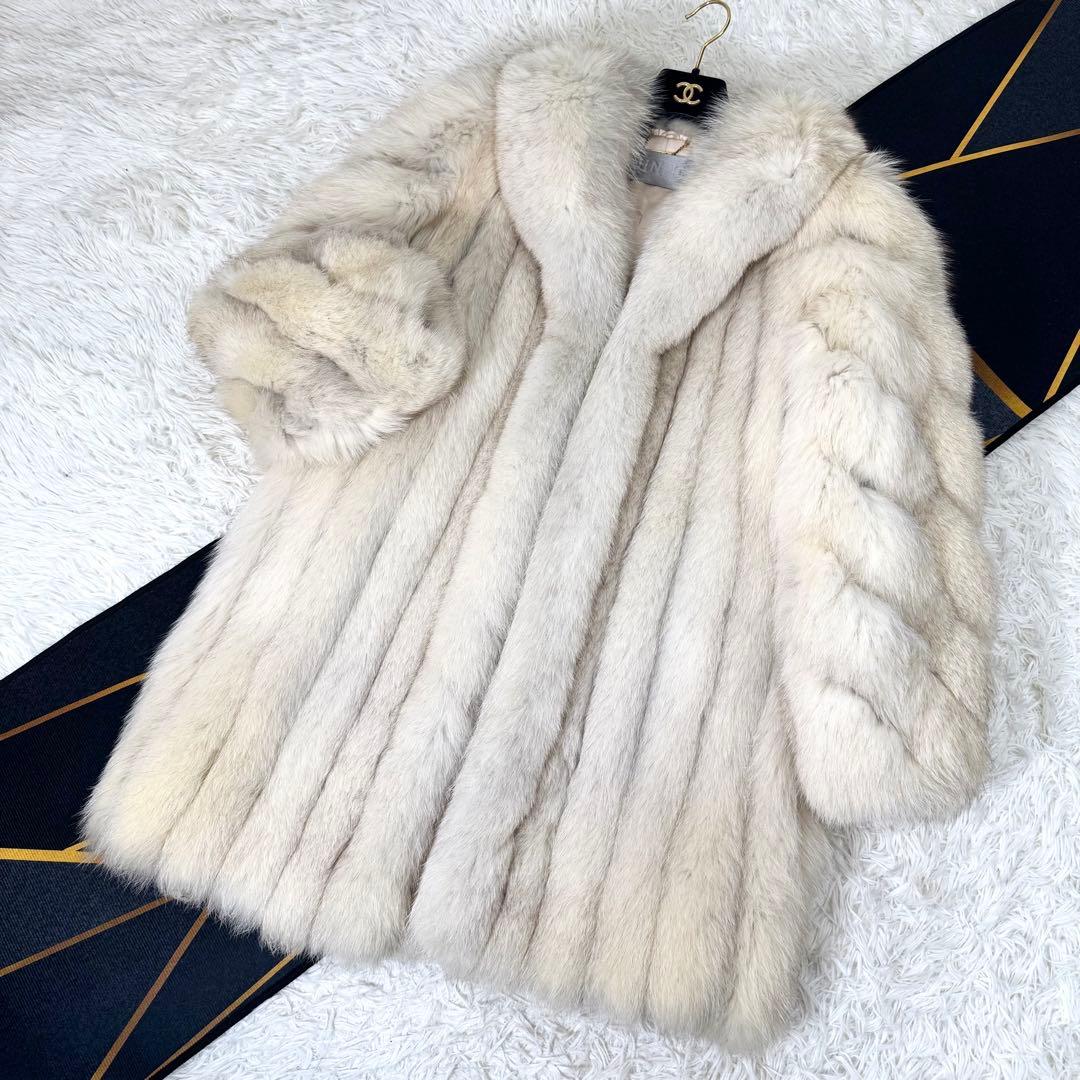 ボリューム◎JINDO×SAGA FOX/ブルーフォックス　ファーコート　本毛皮