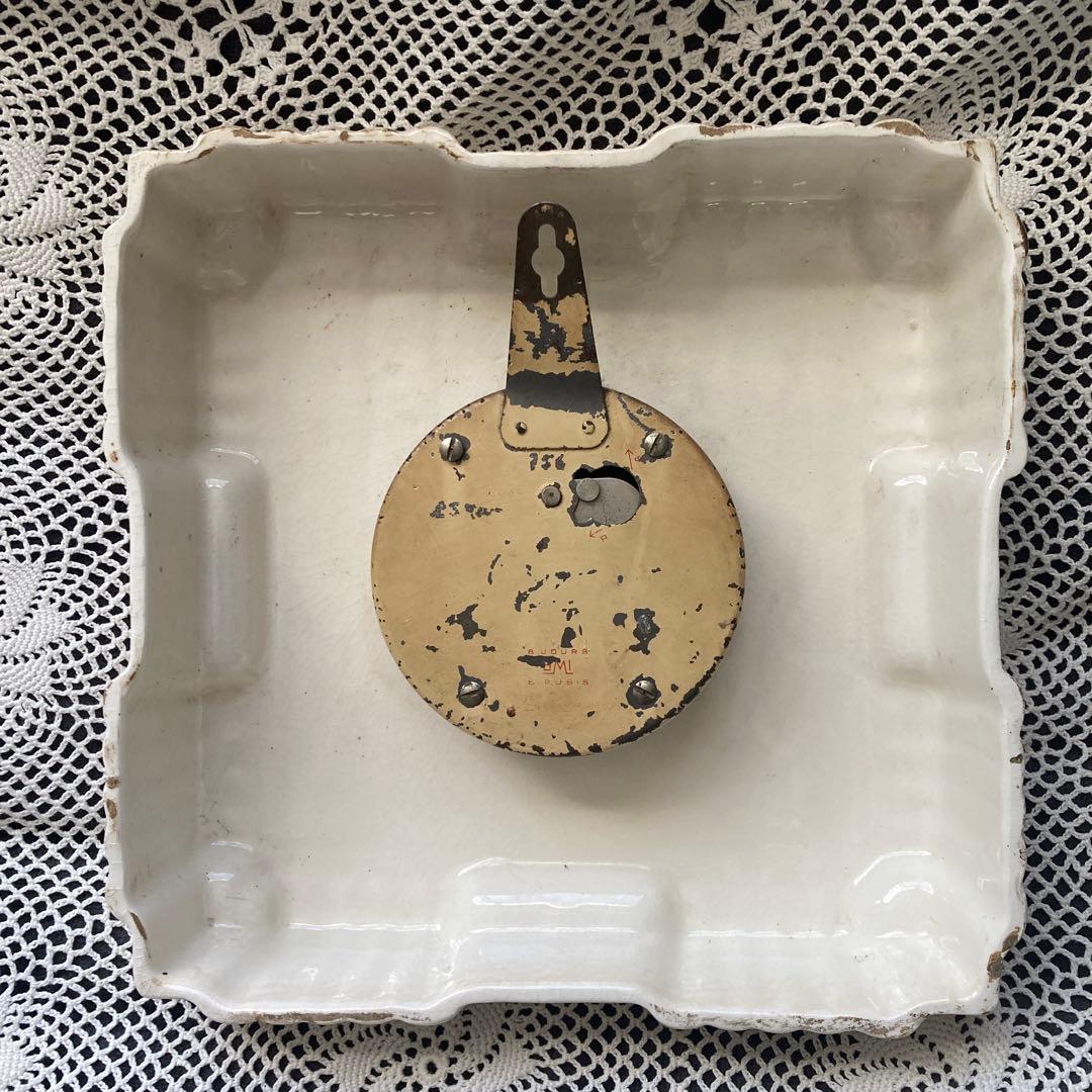 フランス アンティーク SMI社製 レトロ 壁掛け時計 ホワイト・イエロー