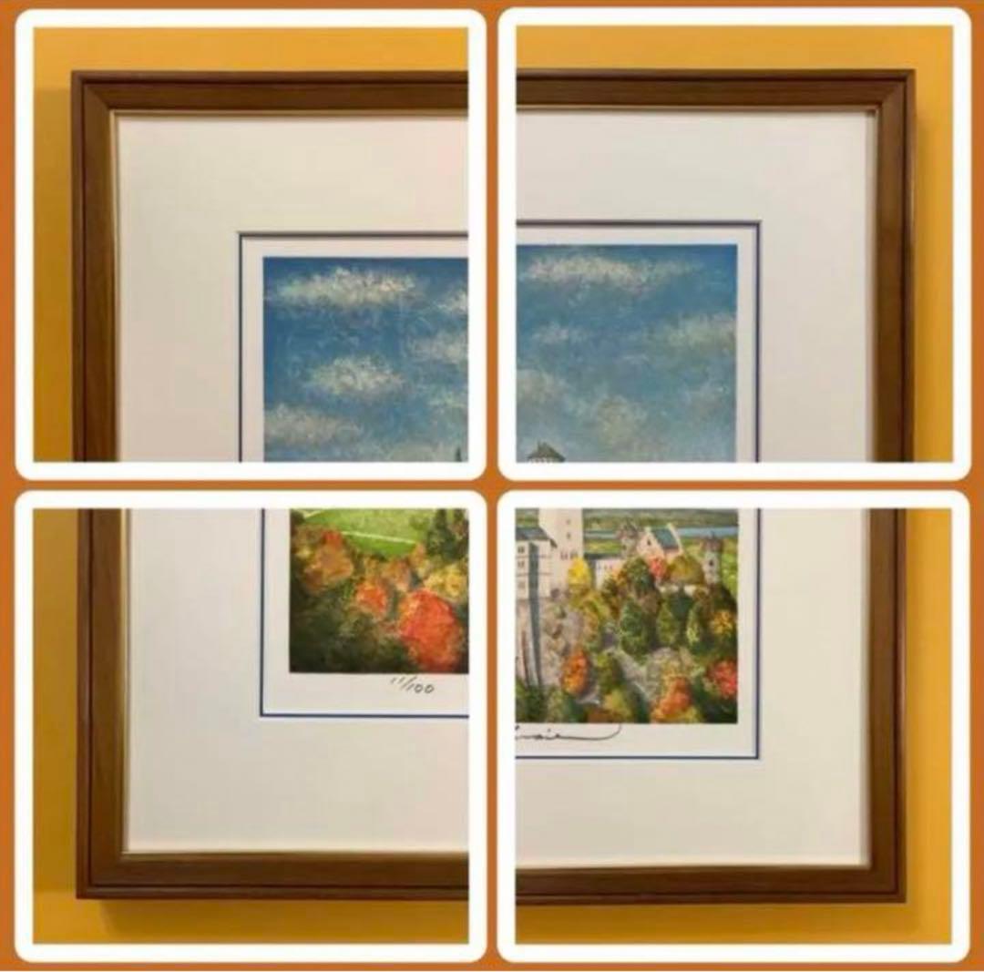 絵画・額縁・版画・山家 久幸・新品未使用・白鳥城の紅葉・美術品・インテリア・雑貨