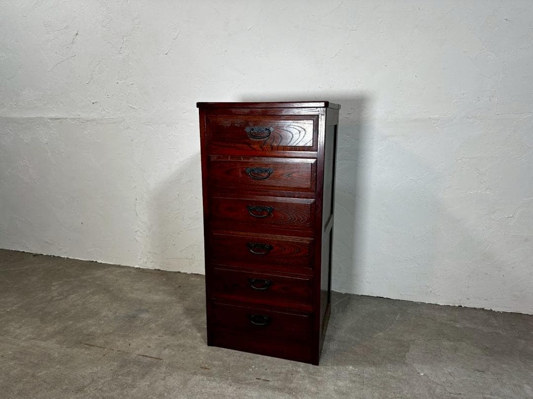 『民芸家具』6段チェスト ハイチェスト キャビネット 整理箪笥 RWche11