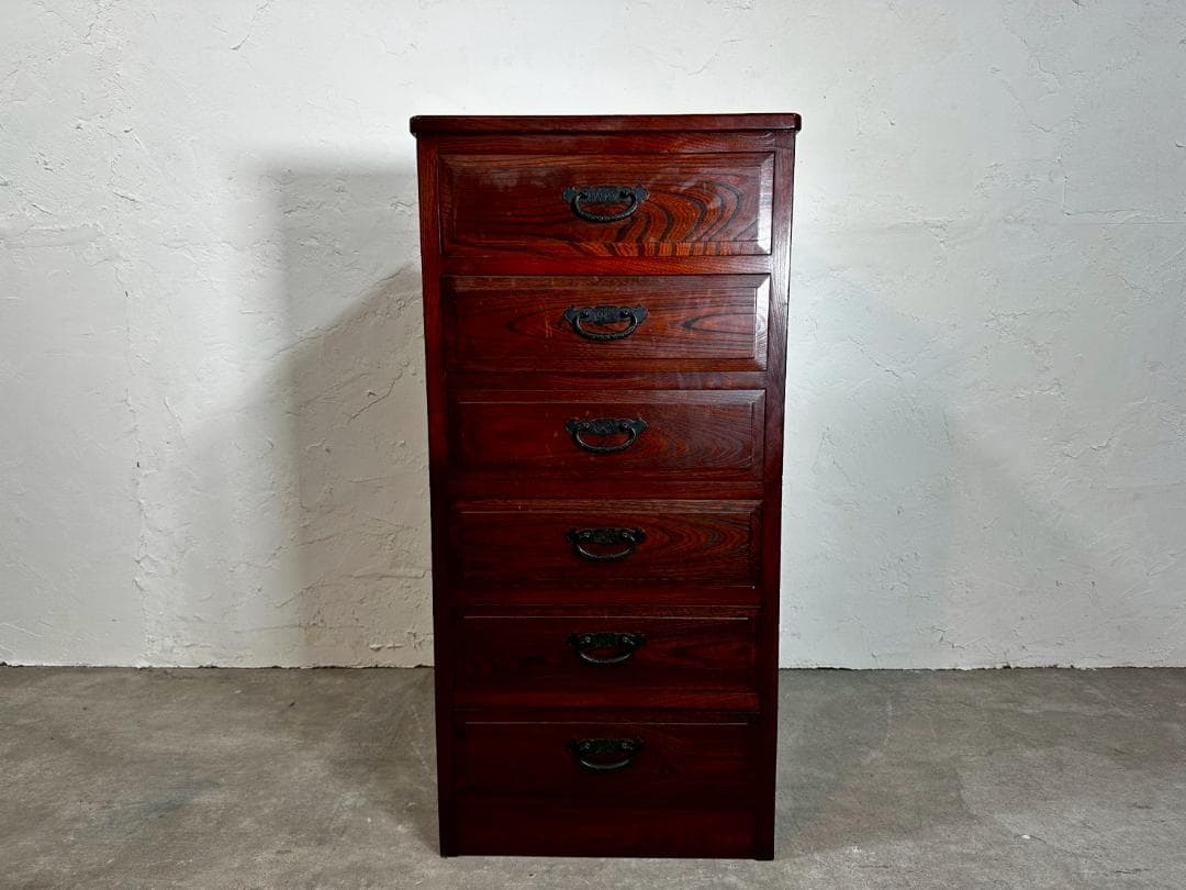 『民芸家具』6段チェスト ハイチェスト キャビネット 整理箪笥 RWche11