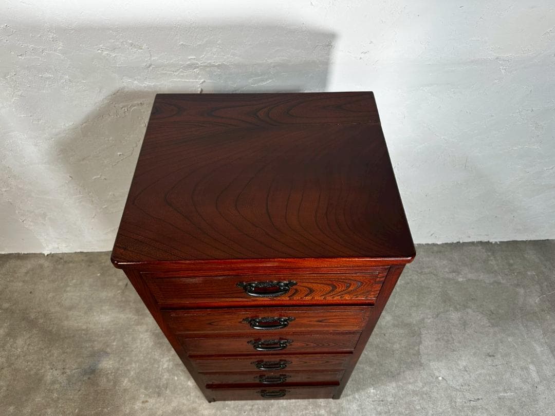 『民芸家具』6段チェスト ハイチェスト キャビネット 整理箪笥 RWche11