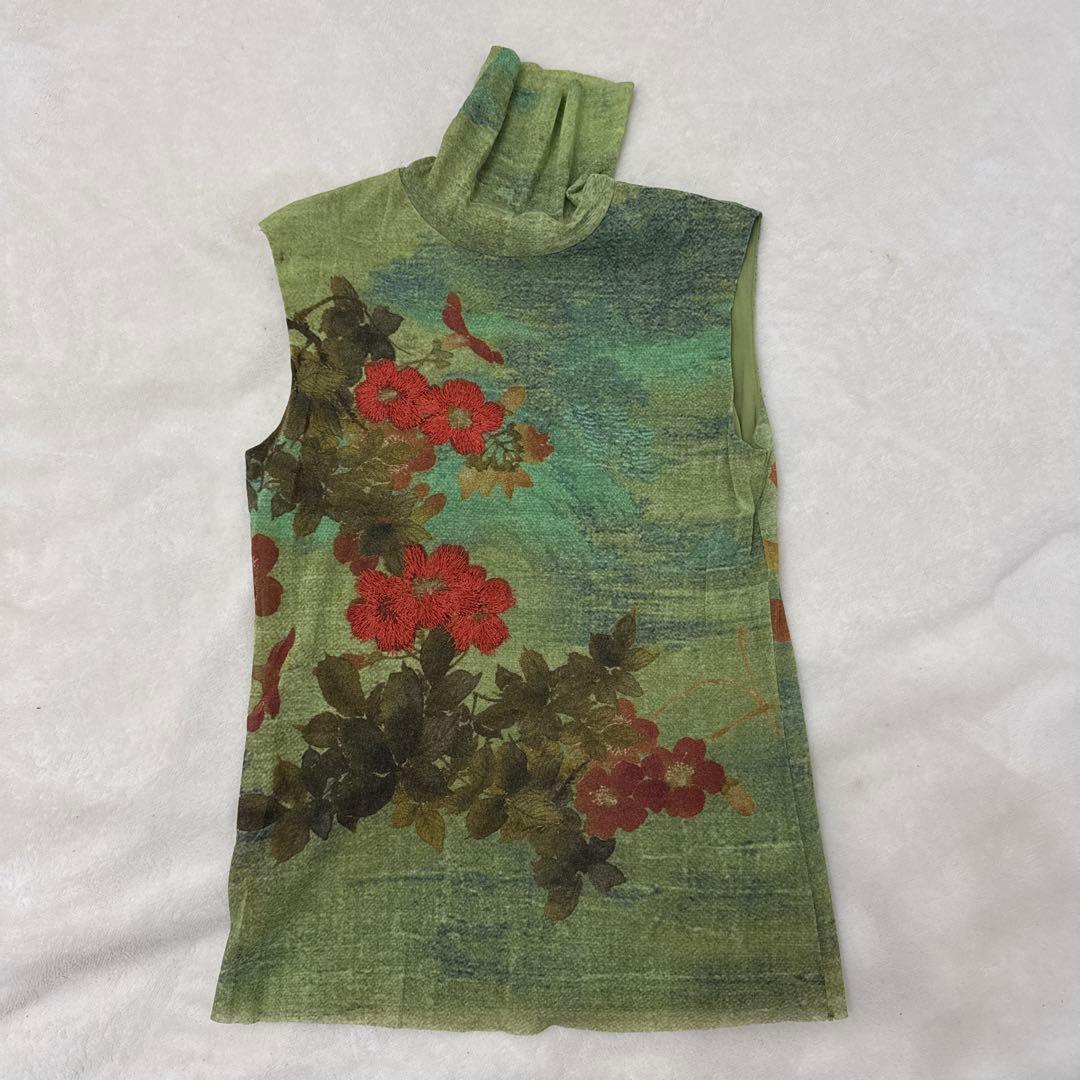 ヴィヴィアン・タム 花柄タートルネックノースリーブトップス サイズ0