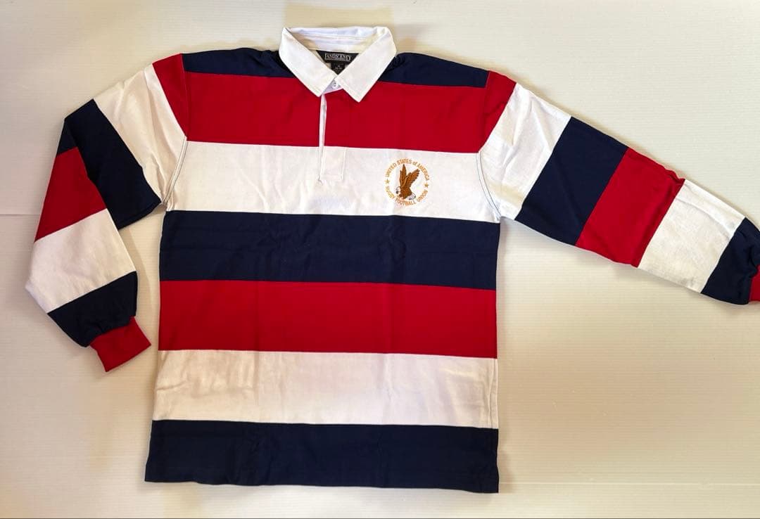 新品Lands'End ラガーシャツ M米国製レッド/ホワイト/ネイビー 新品