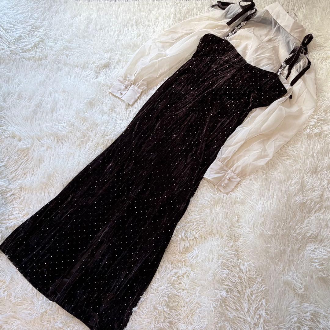 L.B CANDY STOCK ブラウスセットビジューベロアキャミワンピース