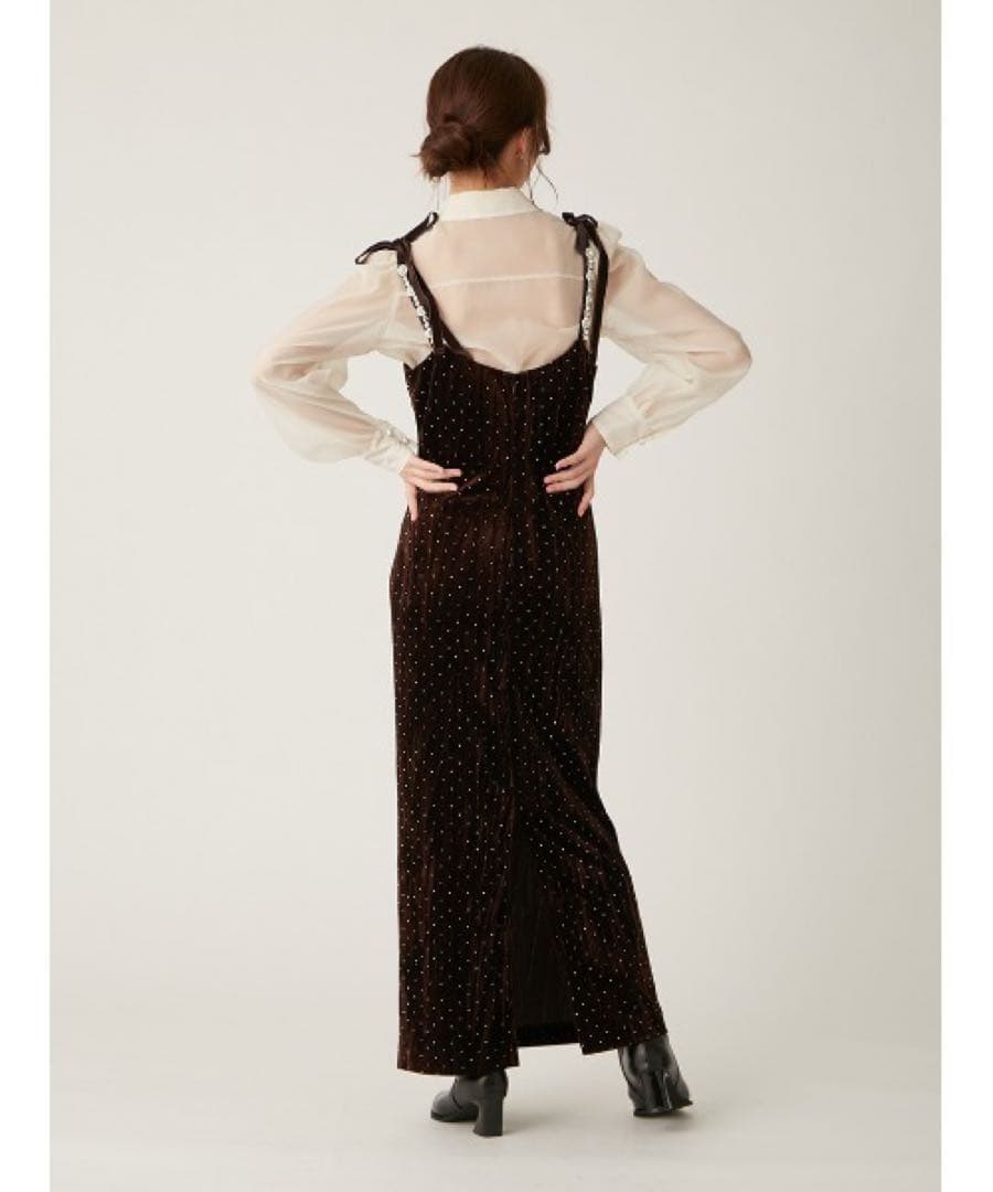 L.B CANDY STOCK ブラウスセットビジューベロアキャミワンピース