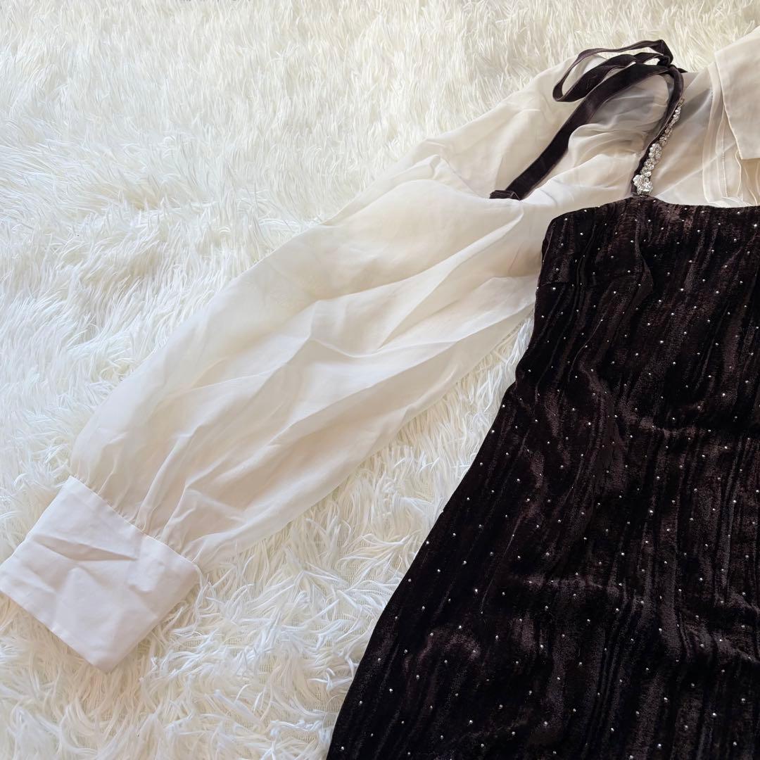 L.B CANDY STOCK ブラウスセットビジューベロアキャミワンピース