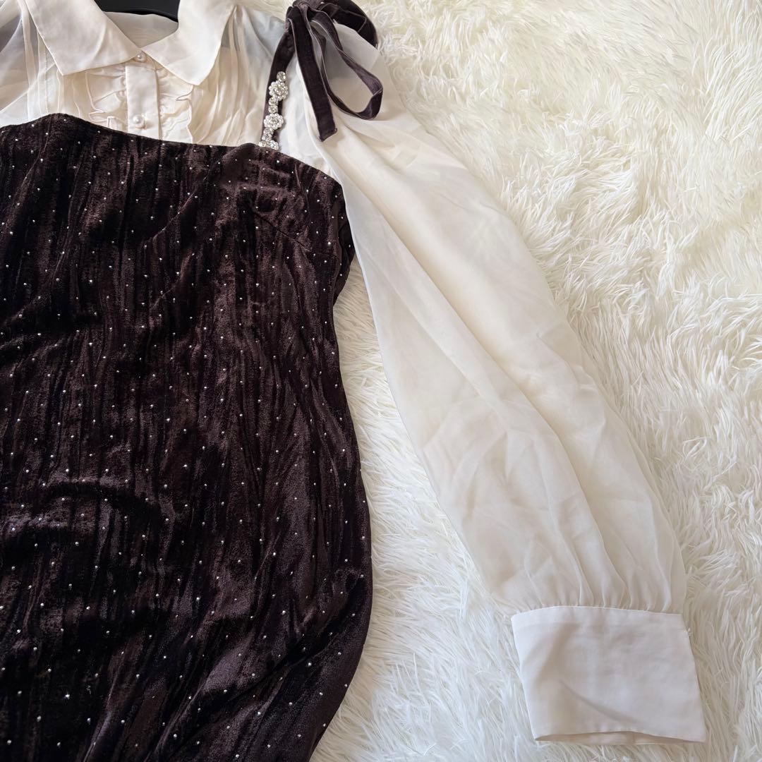 L.B CANDY STOCK ブラウスセットビジューベロアキャミワンピース