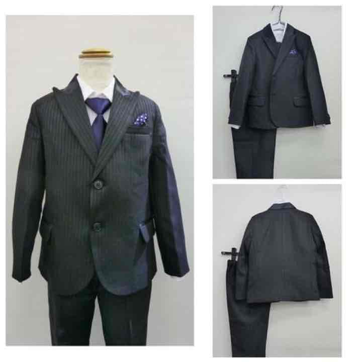 himekiフォーマル★スーツ フルセット★ブラックxストライプ★