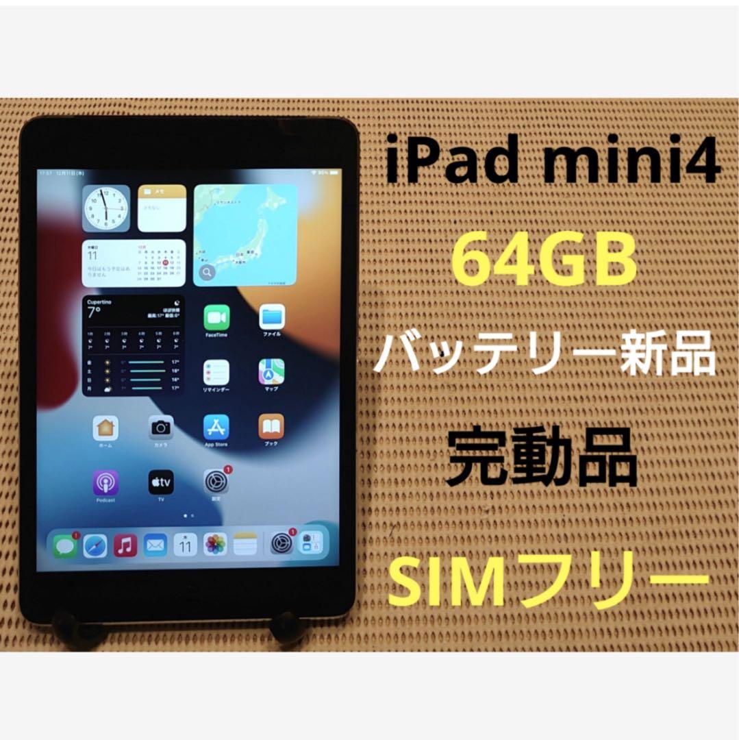 完動品SIMフリーiPad mini4(A1550)本体64GB送料込NGHMK