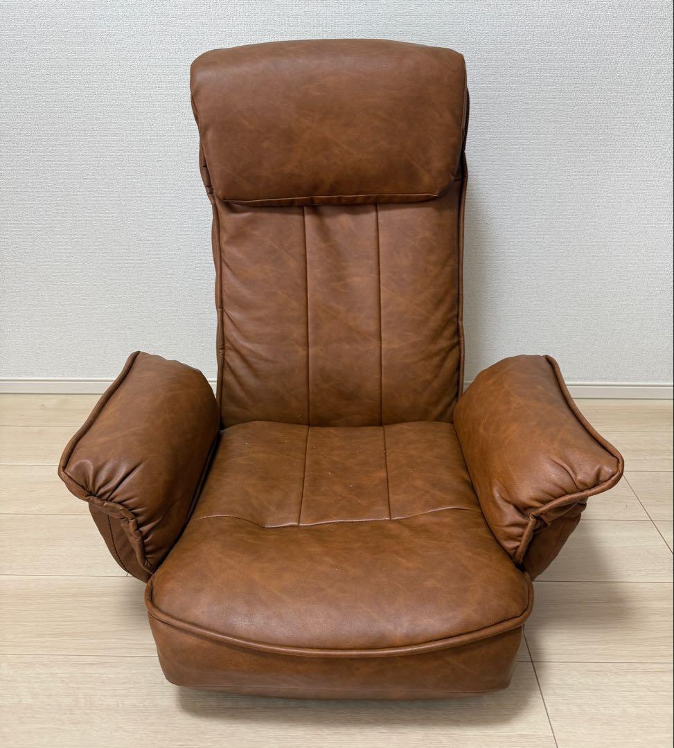 【中古特価】ALBA ブラウン 14段階 リクライニング 座椅子 360度回転