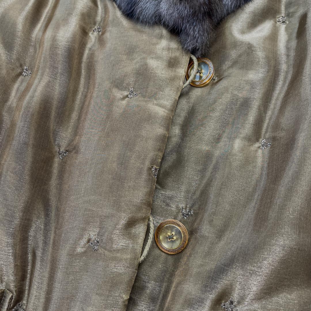 TOKYOFUR リアルファー 毛皮 刺繍デザイン 中綿ロングコート フリー