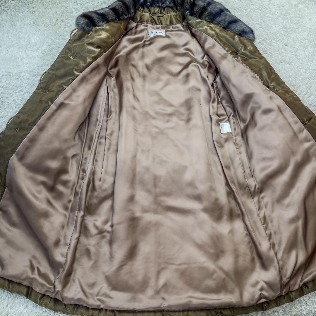 TOKYOFUR リアルファー 毛皮 刺繍デザイン 中綿ロングコート フリー