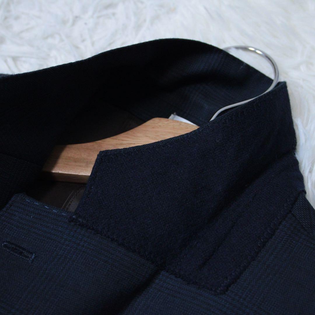 極美品 スーツセレクト 3ピース セットアップスーツ ネイビー A6 チェック