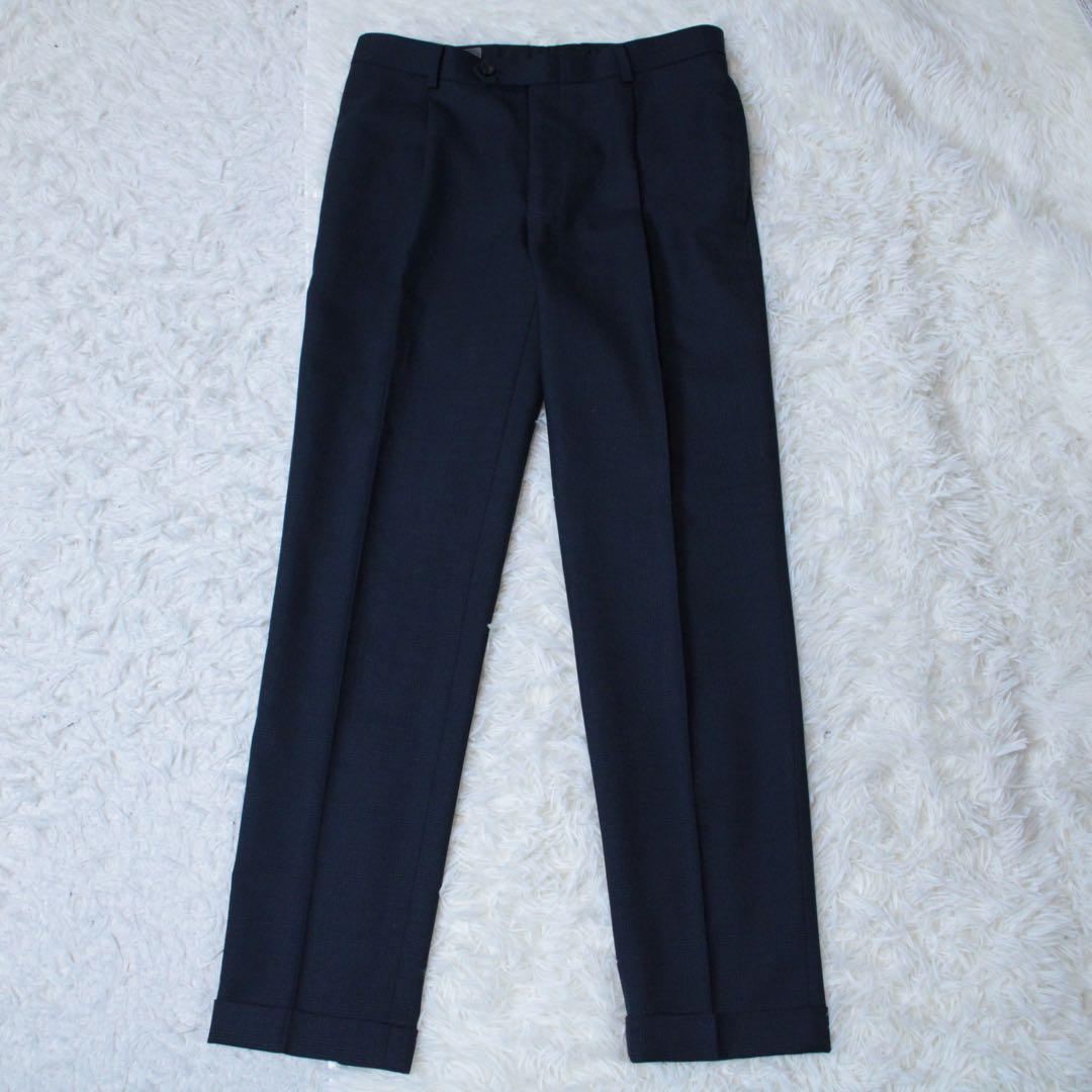 極美品 スーツセレクト 3ピース セットアップスーツ ネイビー A6 チェック