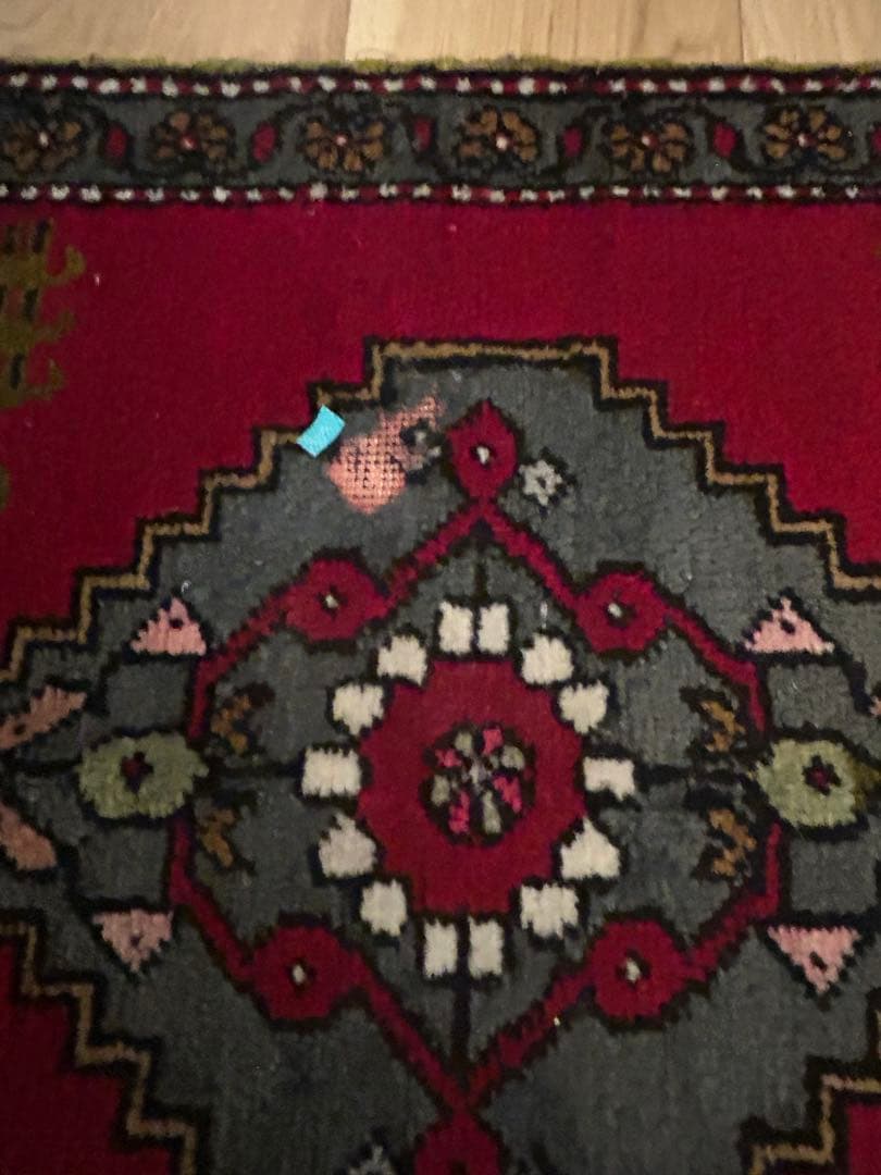 週末セール・トライバルラグ・トルコヴィンテージラグ・ウール約51×100cm