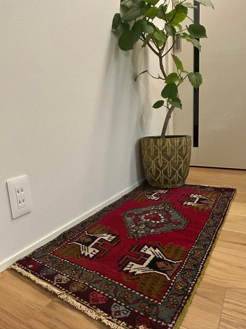 週末セール・トライバルラグ・トルコヴィンテージラグ・ウール約51×100cm