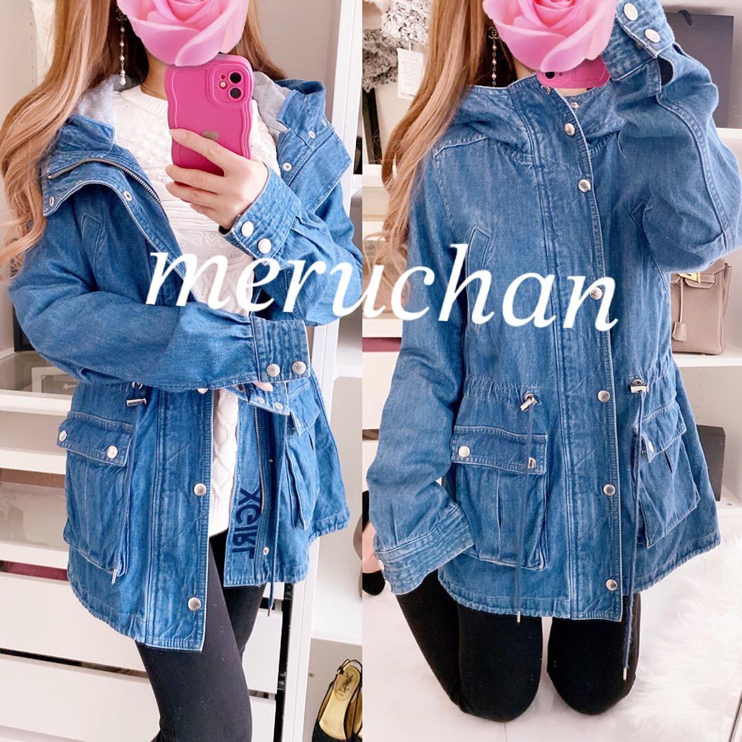 X-girl♡フード付きデニムジャケット アウター ミドル丈 y2k