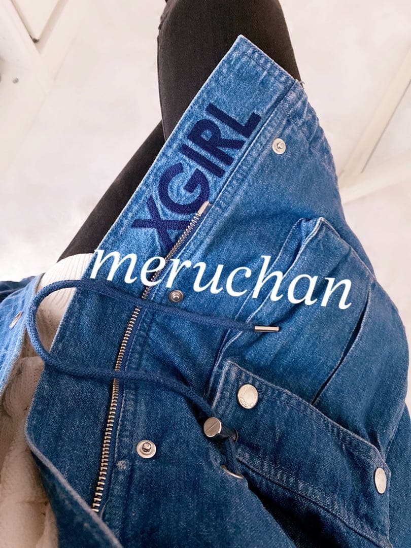 X-girl♡フード付きデニムジャケット アウター ミドル丈 y2k