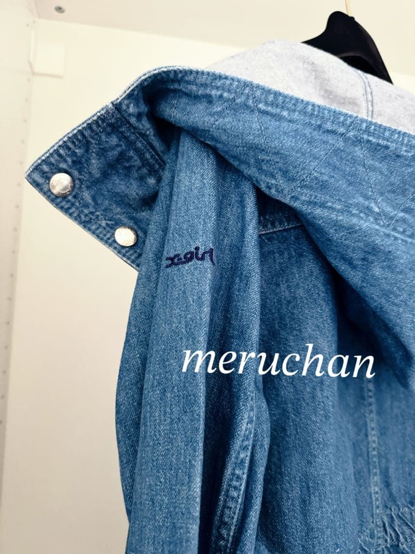 X-girl♡フード付きデニムジャケット アウター ミドル丈 y2k