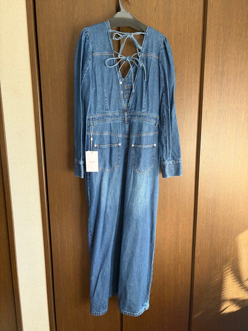 ワンピース AMERI ADORABLE BACK RIBBON DENIM DRESS M