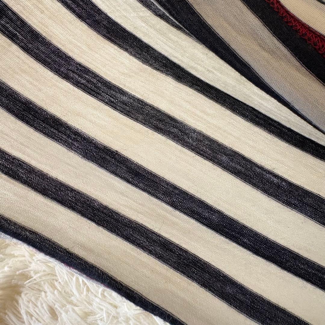 ジュンヤワタナべ　コムデギャルソン　ウールボーダーワイドカットソー　AD2012