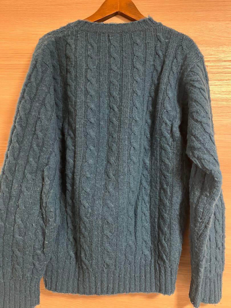 Drake's ブルー ケーブルニットセーター