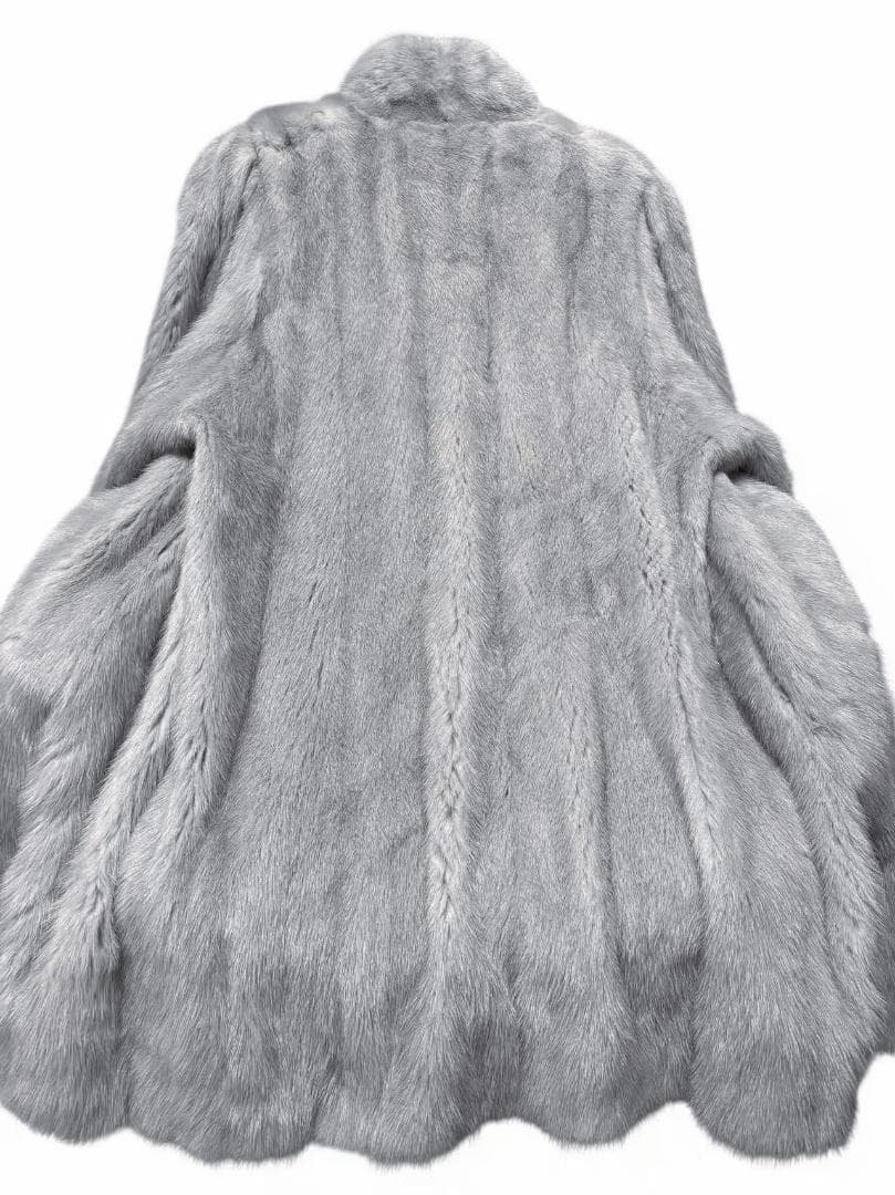 美品美色　ミンクコート　染め色　襟2way　毛皮　リアルファー　柔らか　ミドル丈