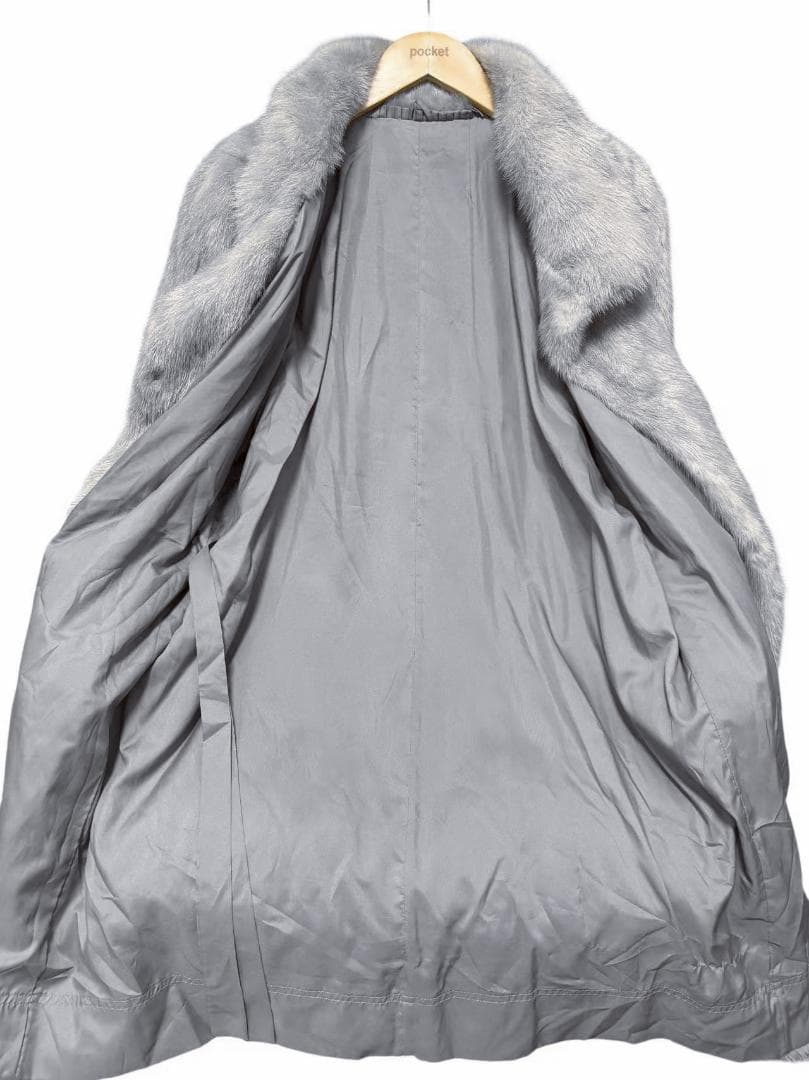 美品美色　ミンクコート　染め色　襟2way　毛皮　リアルファー　柔らか　ミドル丈