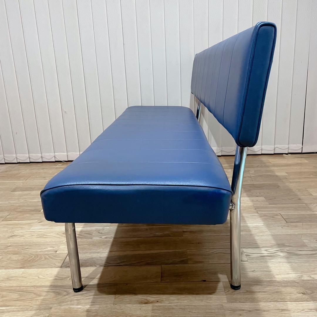 【レア】ビンテージ　ソファ ロビーチェア　3人掛け　ベンチ　レザー　昭和　レトロ