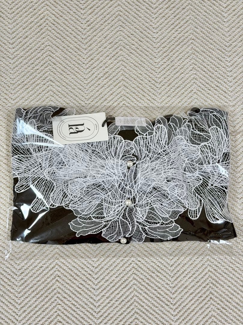 polaura ポローラ レースフリルカーディガン ブラック