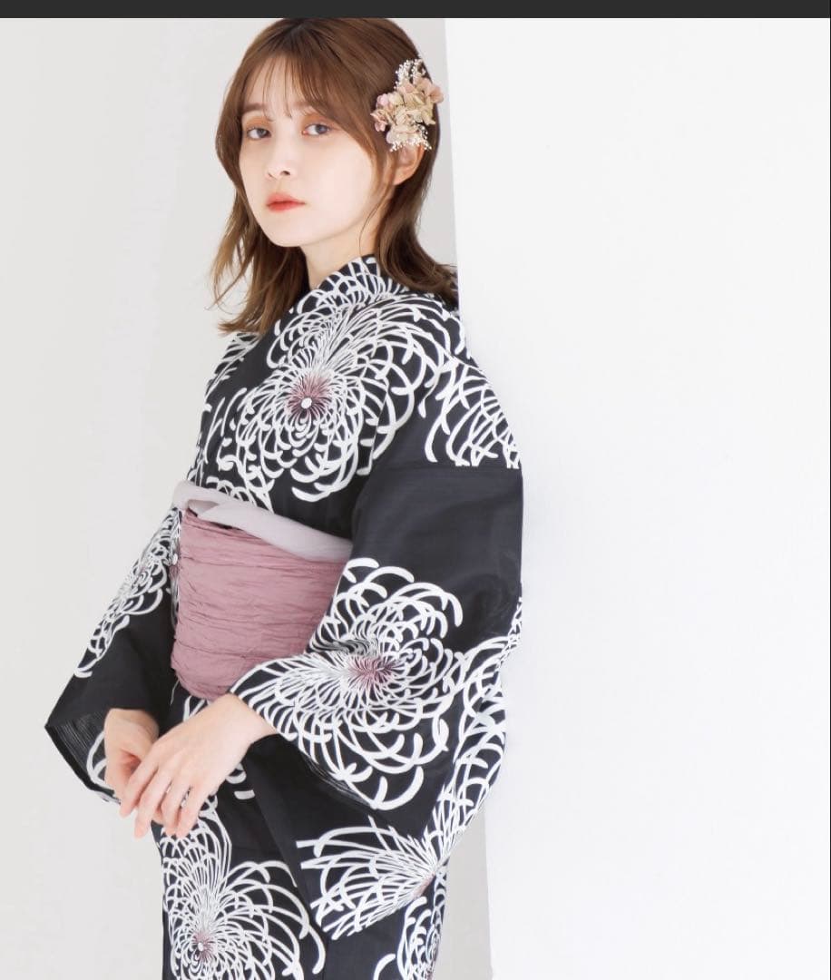 DITA ディータ 浴衣 2点セット 月夜の乱菊しらべ 黒 白 ピンク