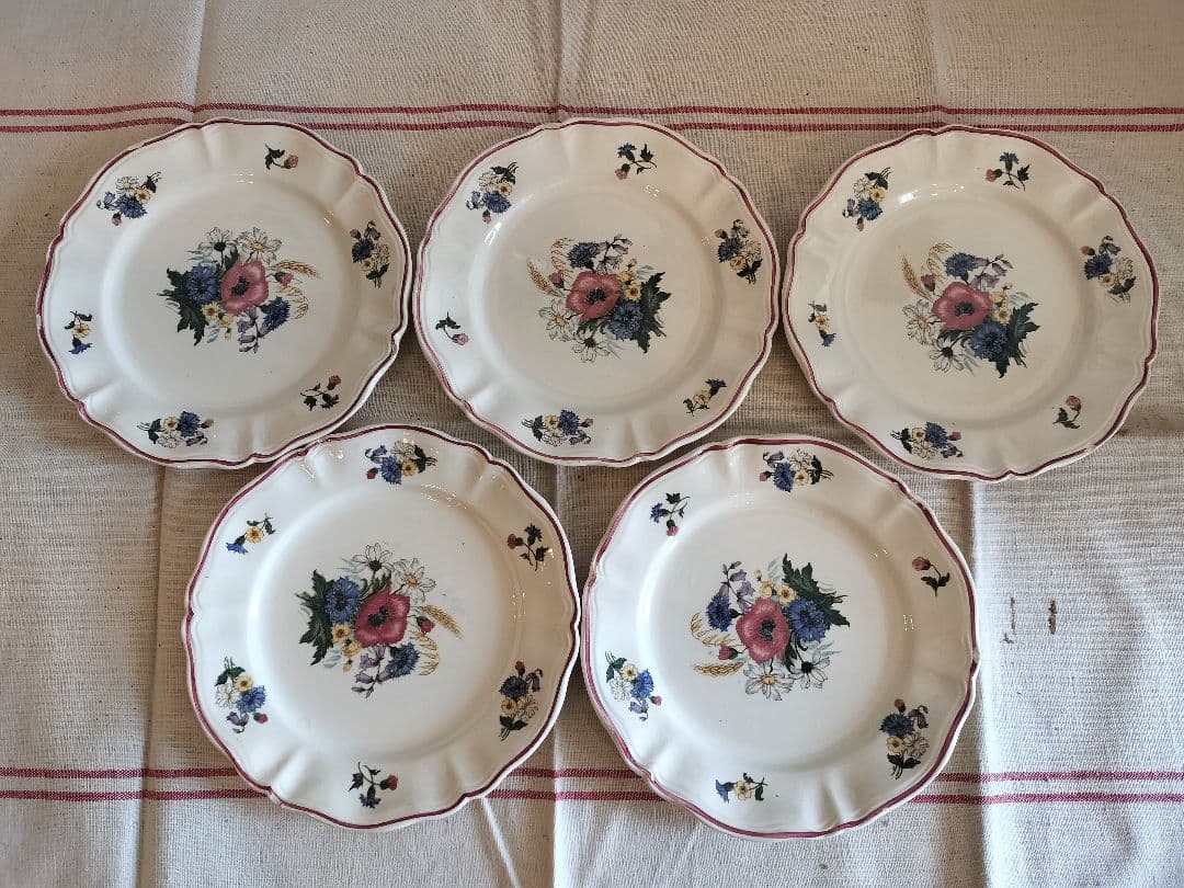 アンティーク　フランス　サルグミンヌ　アグレストデザート皿　5枚セット　19cm