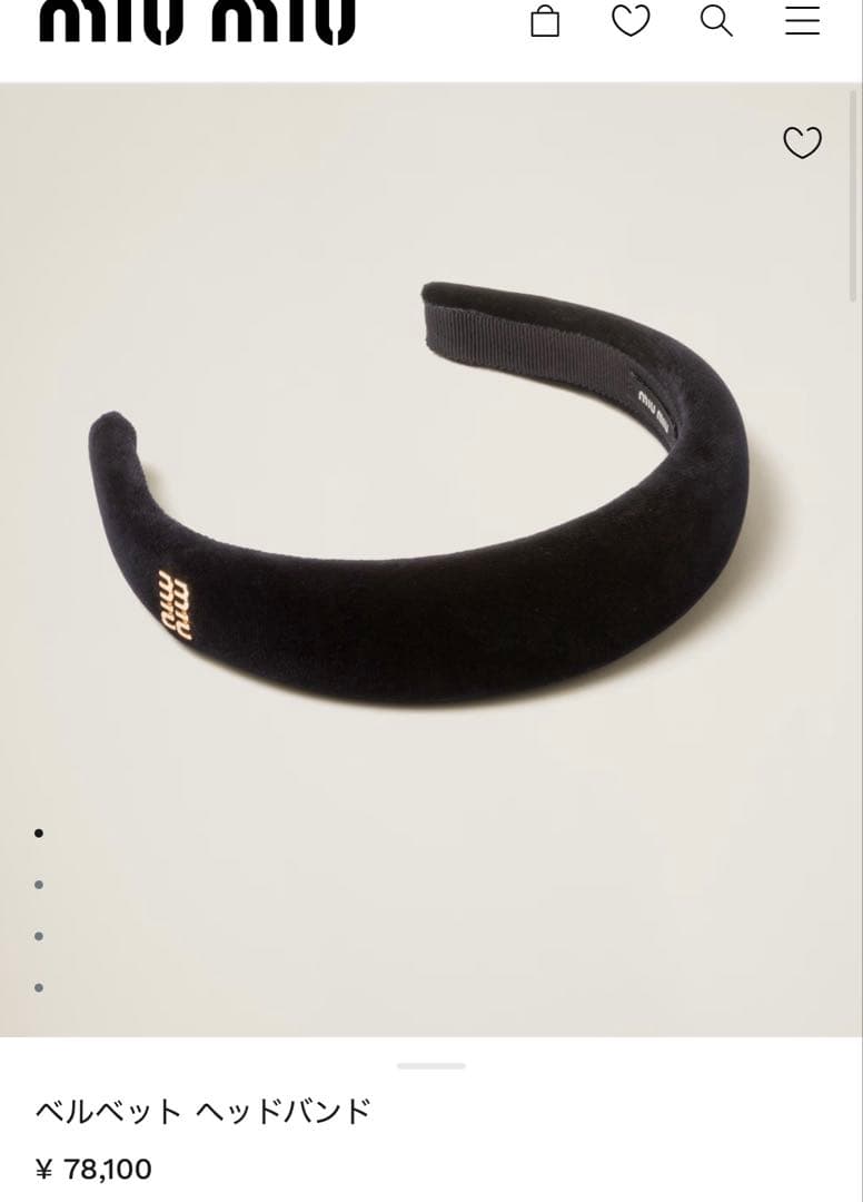 MIUMIU ベルベット ヘッドバンド カチューシャ