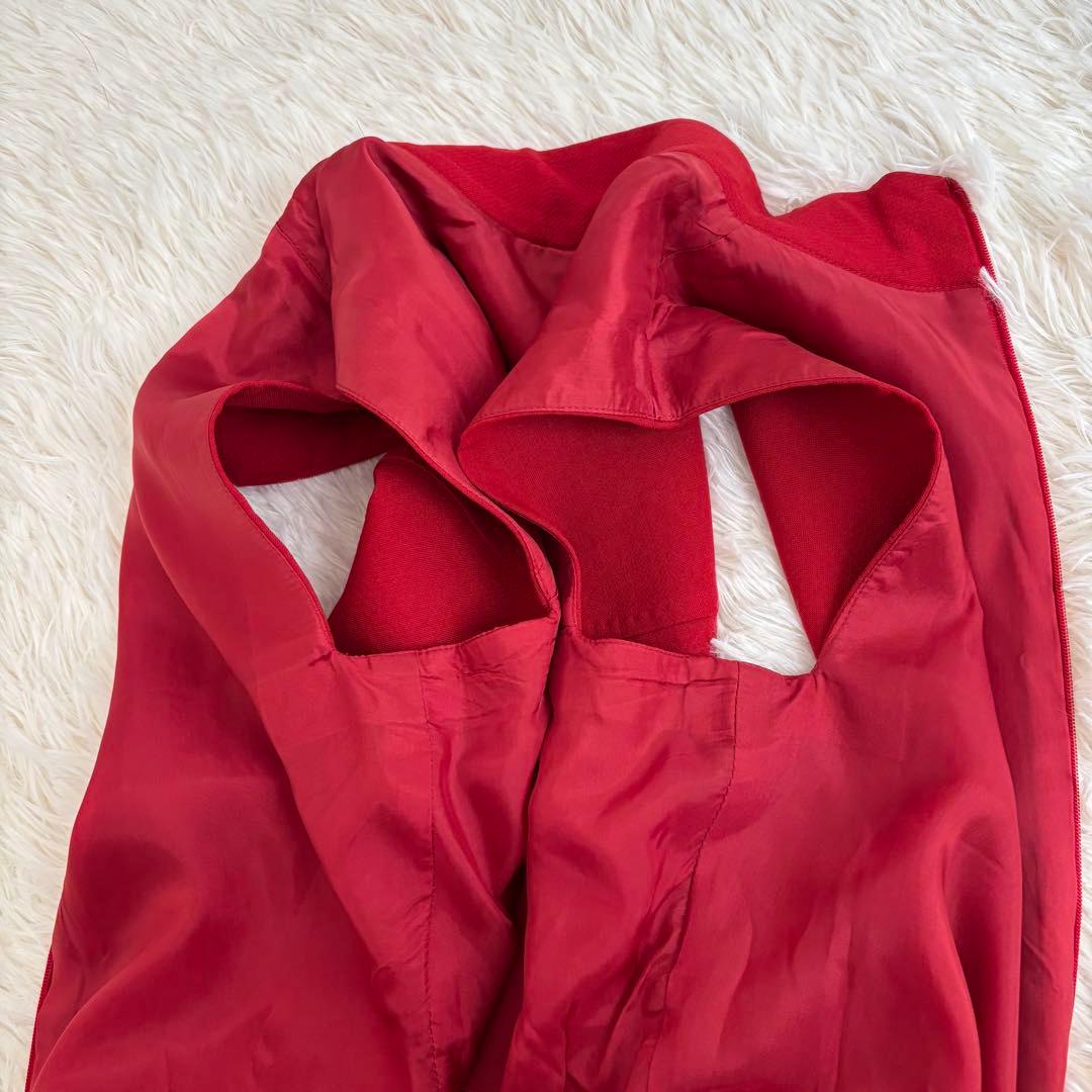 【kumako】マックスマーラ ロングワンピース ノースリーブ 赤 ウール