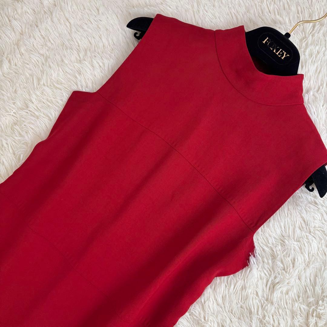 【kumako】マックスマーラ ロングワンピース ノースリーブ 赤 ウール