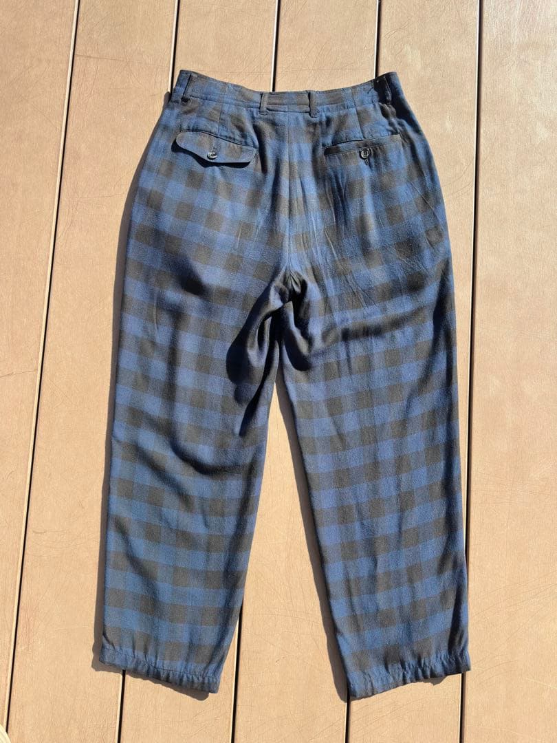 90〜00s rayon 100 スラックス　レーヨン　チェック柄？