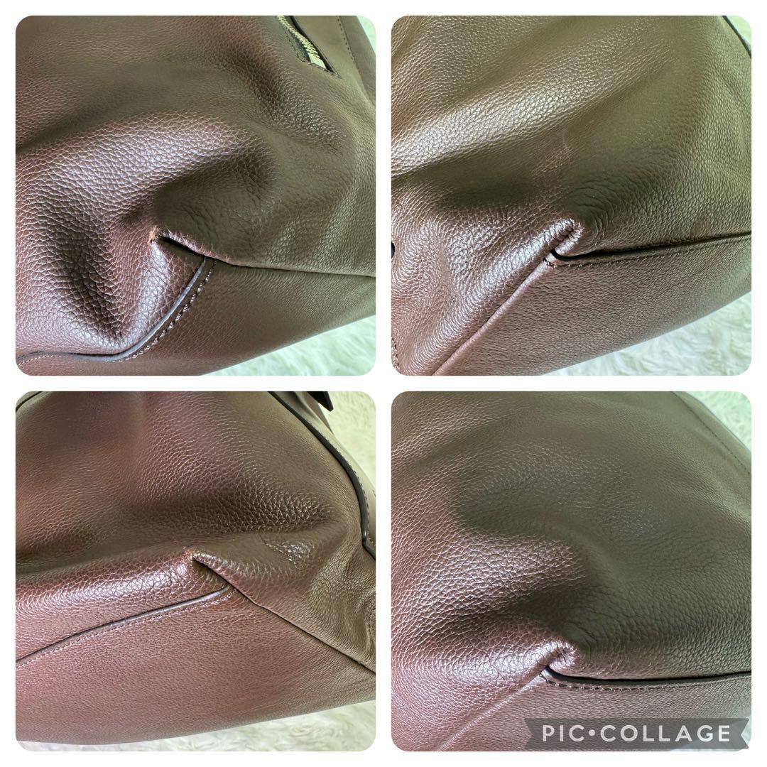 【美品】コーチ ハンドバッグ　ショルダーバッグ　 大容量 レザー 茶