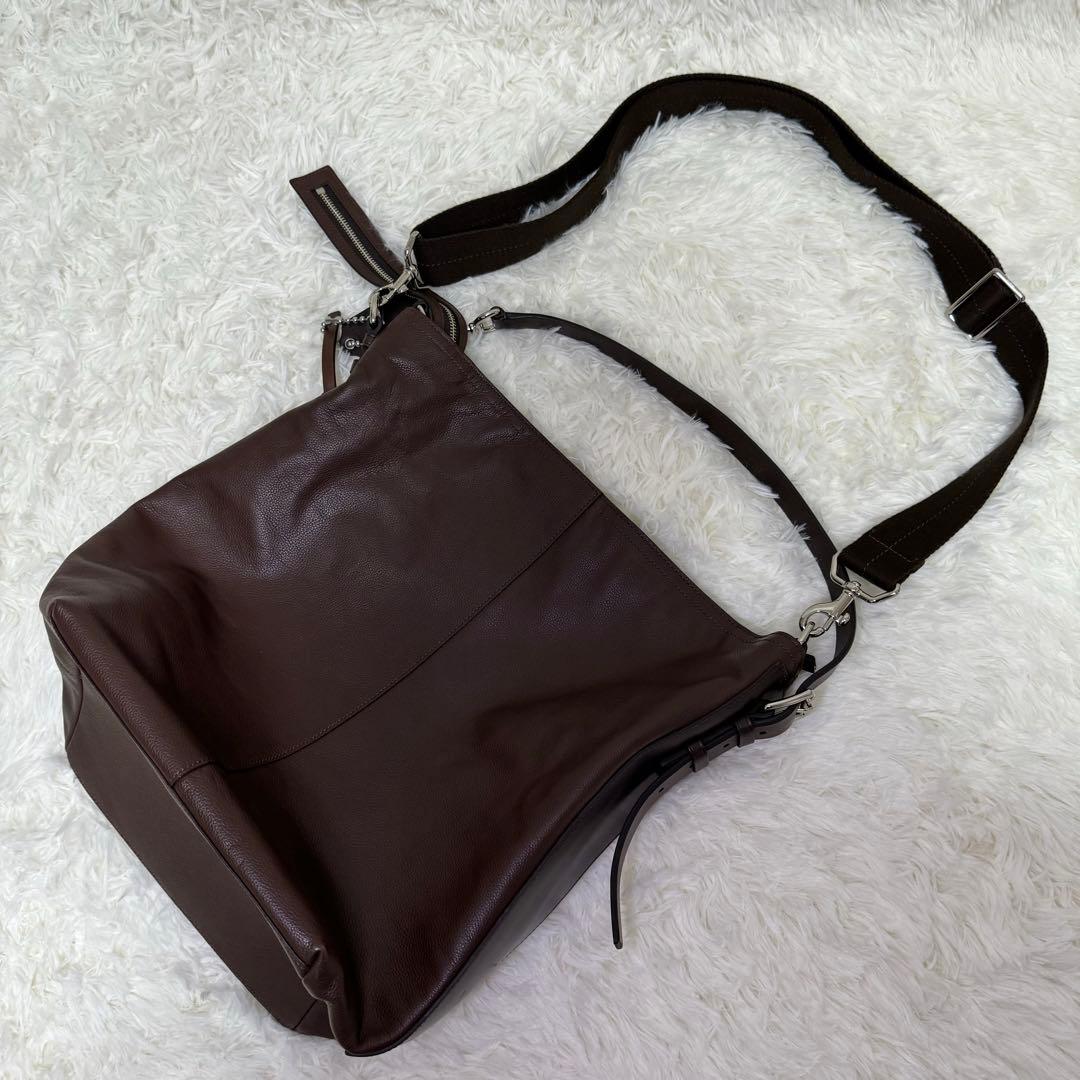 【美品】コーチ ハンドバッグ　ショルダーバッグ　 大容量 レザー 茶