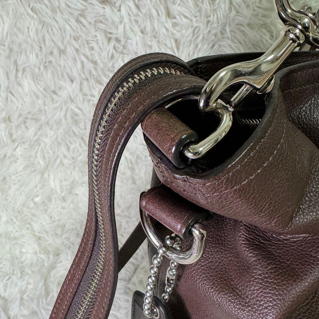 【美品】コーチ ハンドバッグ　ショルダーバッグ　 大容量 レザー 茶