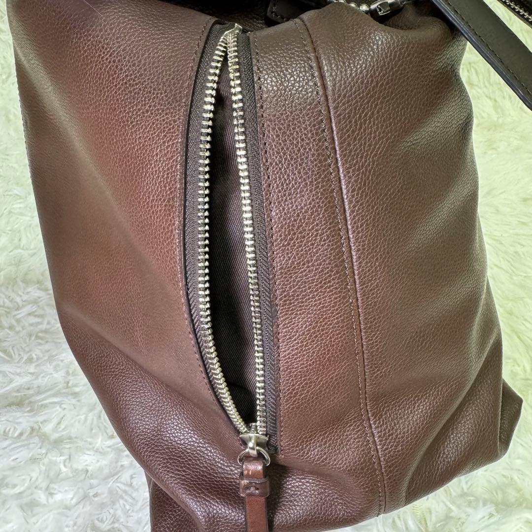 【美品】コーチ ハンドバッグ　ショルダーバッグ　 大容量 レザー 茶