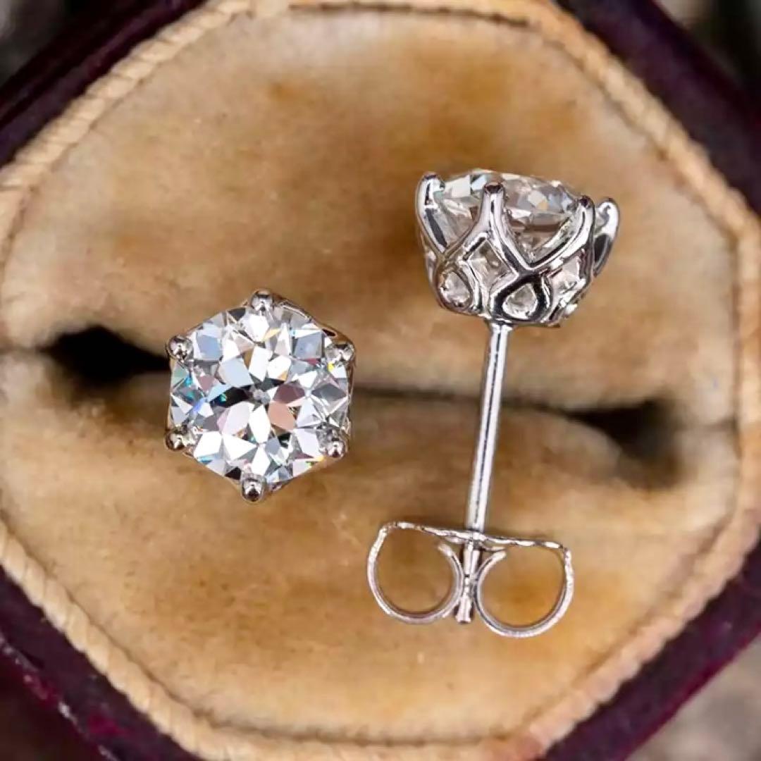 満足保証！最高級人工ダイヤ モアッサナイト ピアス 2ct 1粒ダイヤモンド