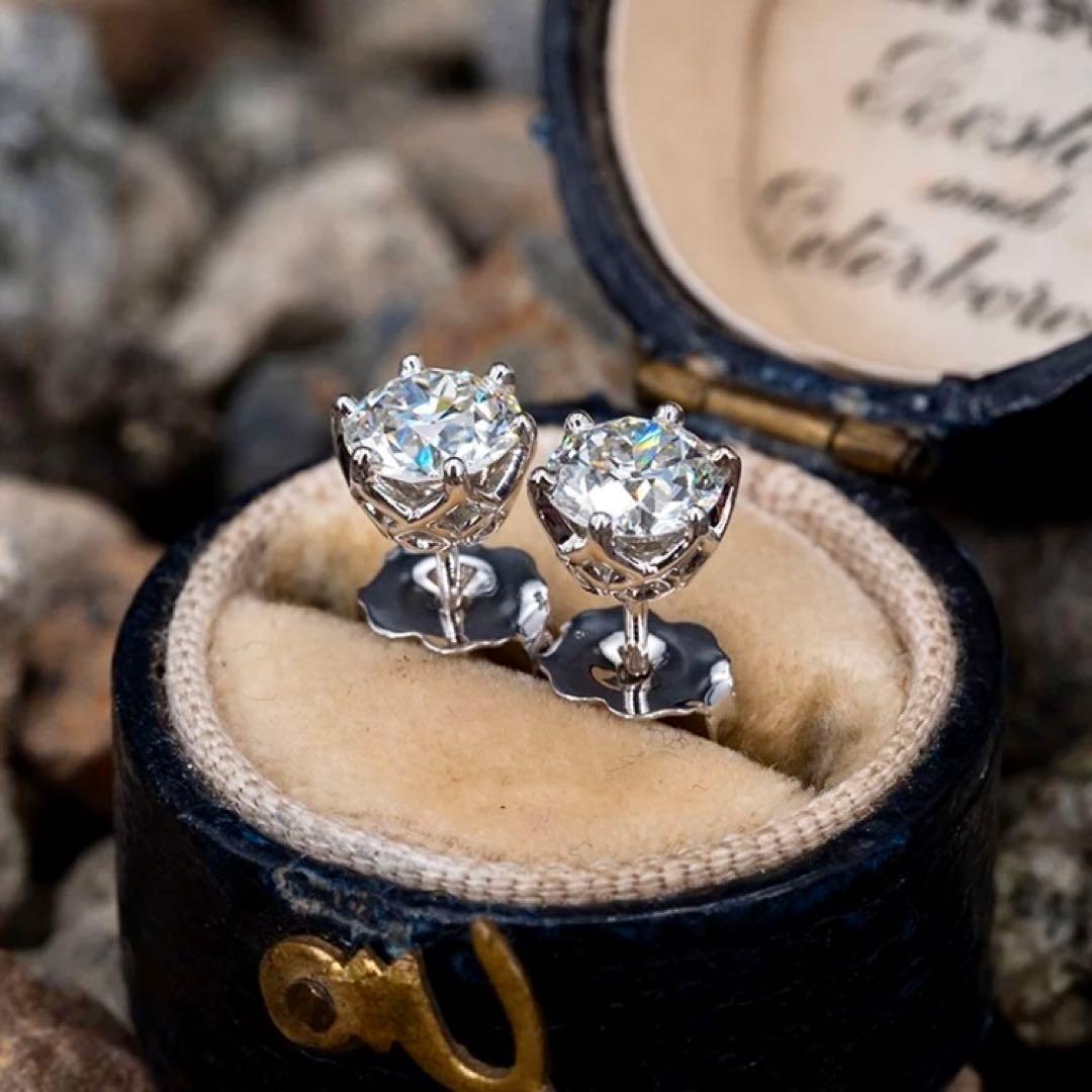 満足保証！最高級人工ダイヤ モアッサナイト ピアス 2ct 1粒ダイヤモンド