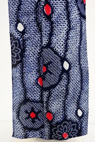 ★専用★未使用品 浴衣 有松絞り バチ衿 紺 花文 身丈156cm お洒落 夏
